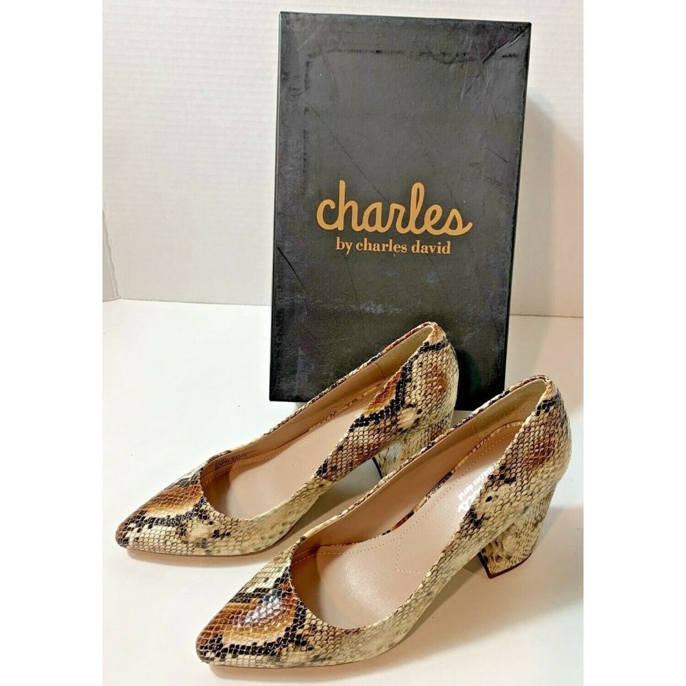 Charles by Charles David Woman's Snake Print Heels Size 7.5 New In Box
